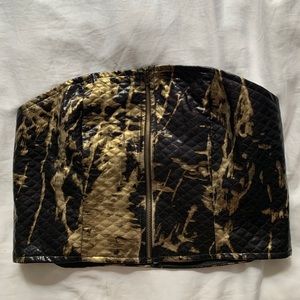 Superdown Rashelle Strapless Top in Black and Gold